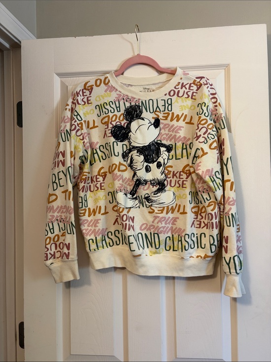Disney Sweaters - Disney Cream Mickey Graphic Crewneck Sweatshirt with Multicolor Text